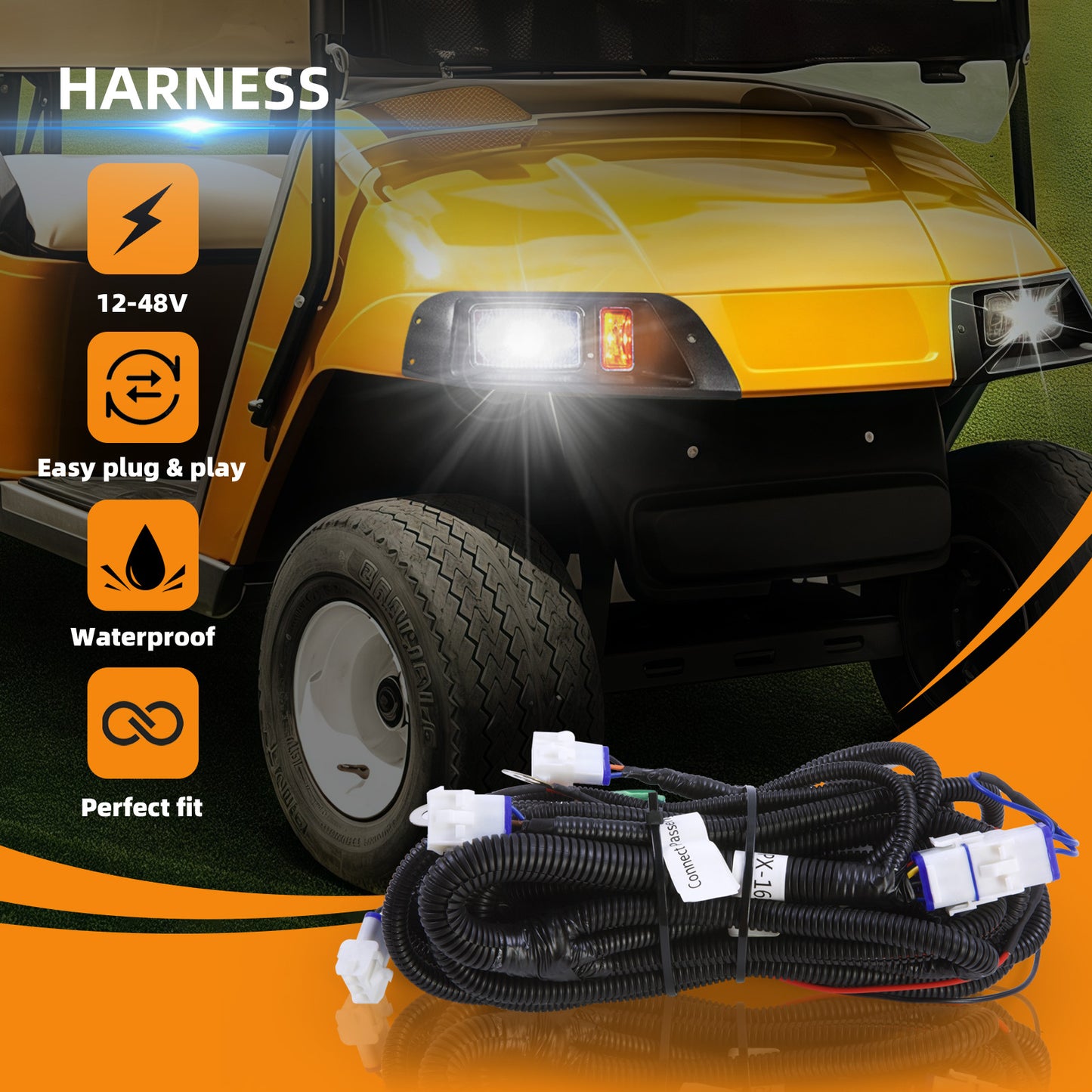 EZ-GO TXT PRE2013 LED High Low Beam Light Kit with mechanical brake 12-48 volt