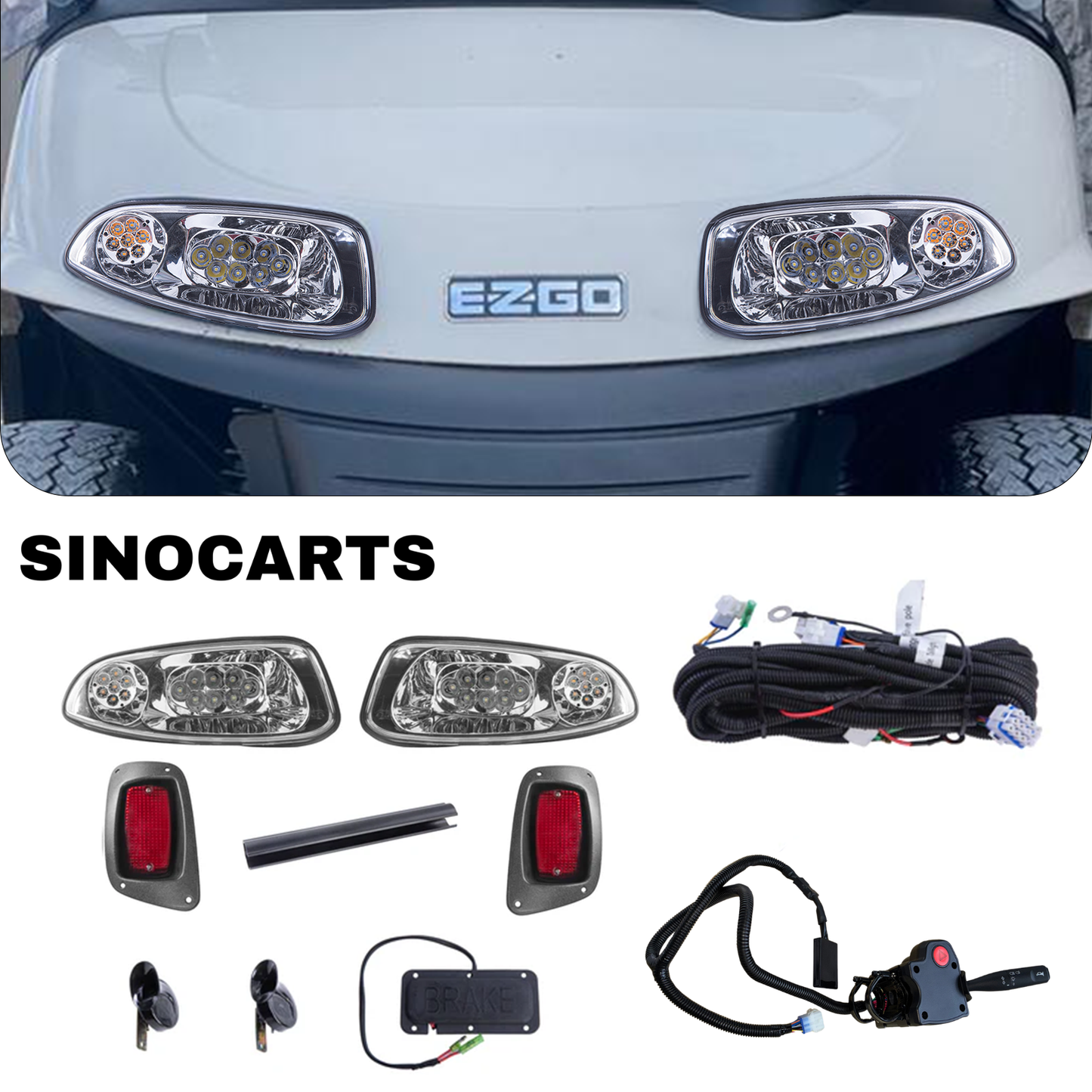 EZ-GO RXV 2016+ LED High Low Beam Light Kit with Brake Pad 12-48 volt