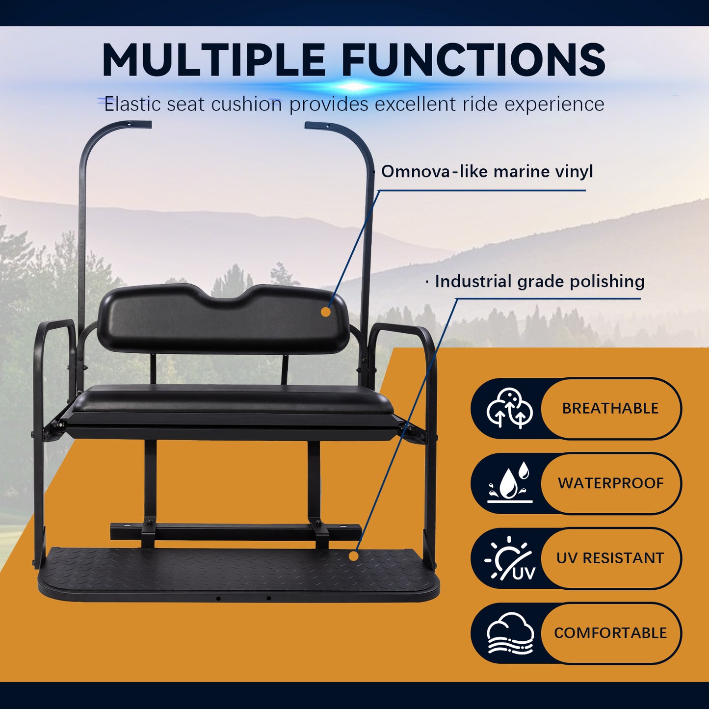 Club Car DS OLD 82-00.5 Black Rear Seat