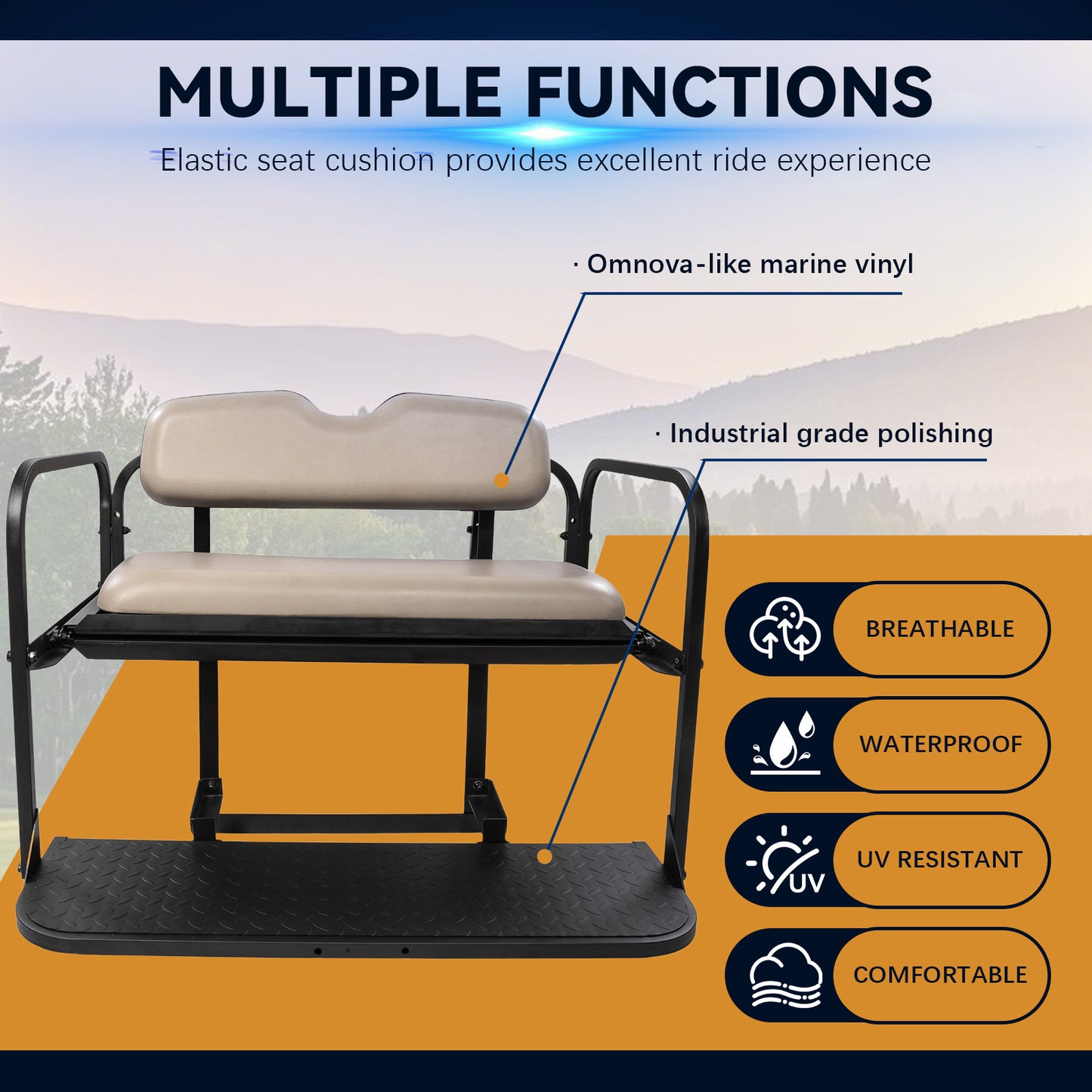 EZGO RXV STONE BEIGE Rear Seat