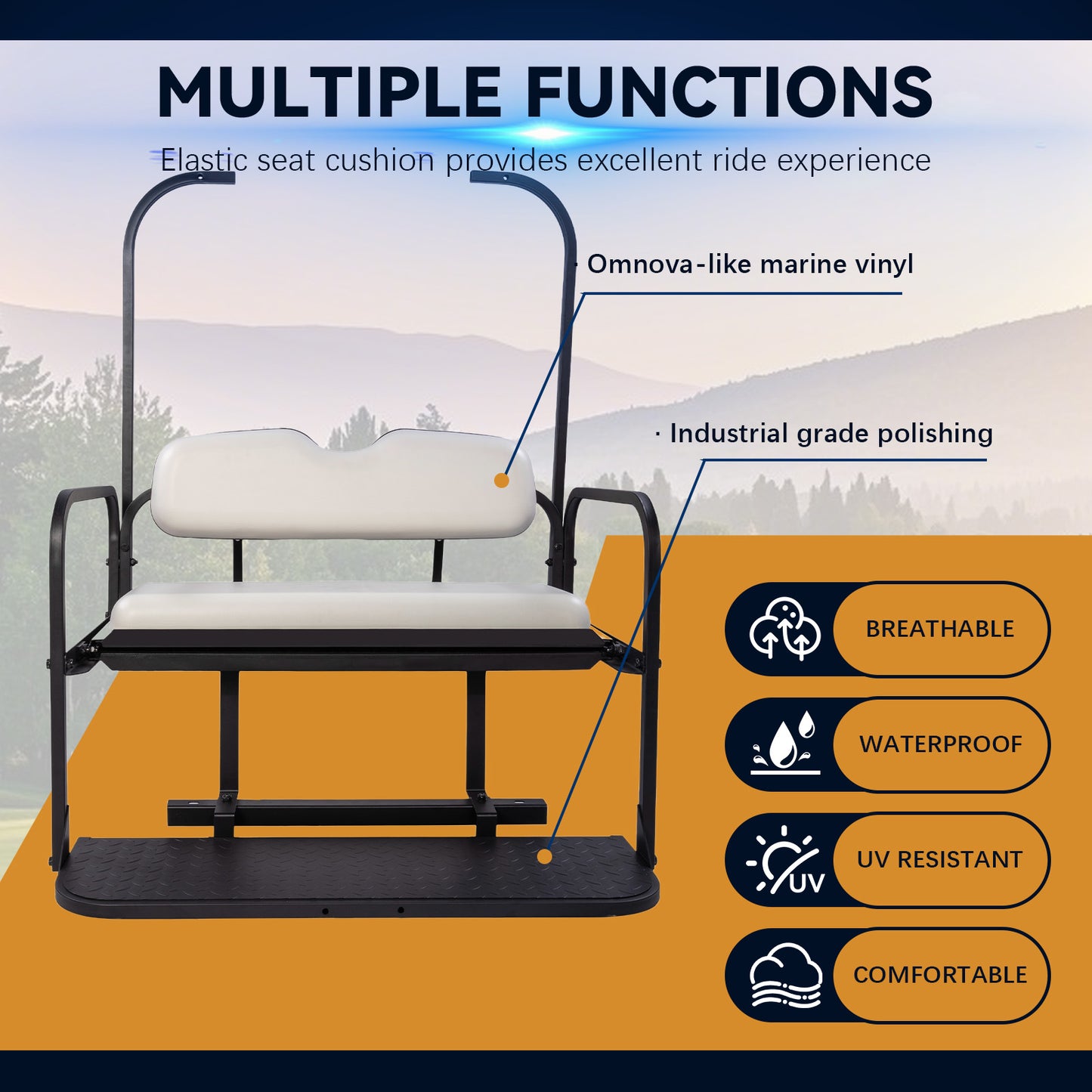 Club Car DS OLD 82-00.5 White Rear Seat