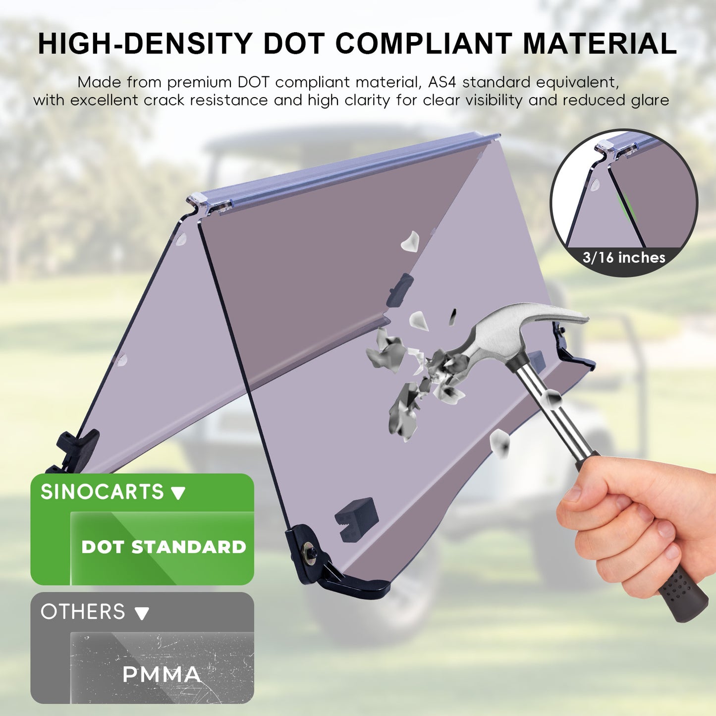 Club Car Tempo/Precedent Windshield (tinted/PMMA)