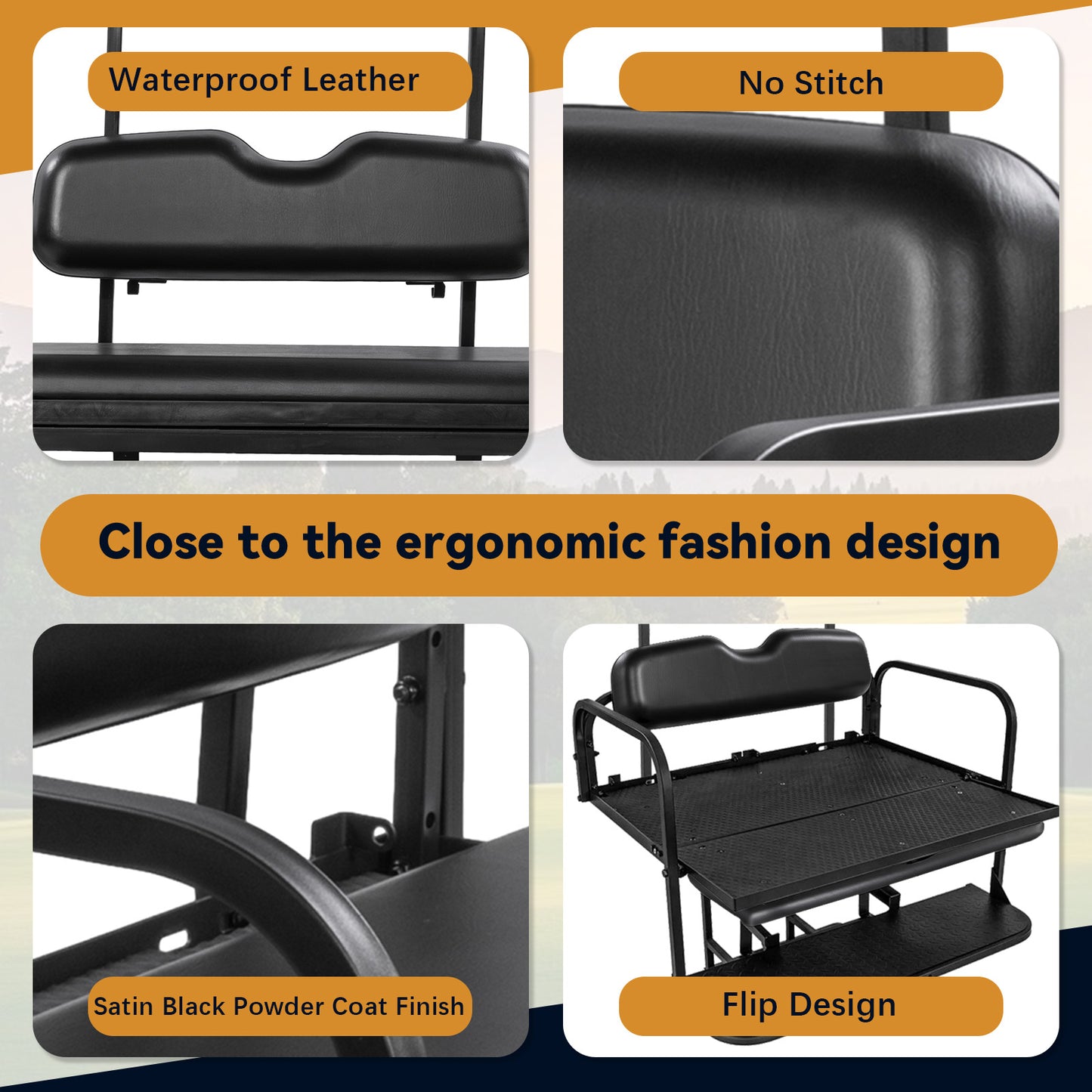 Club car TEMPO/PRECEDNENT Black Rear Seat