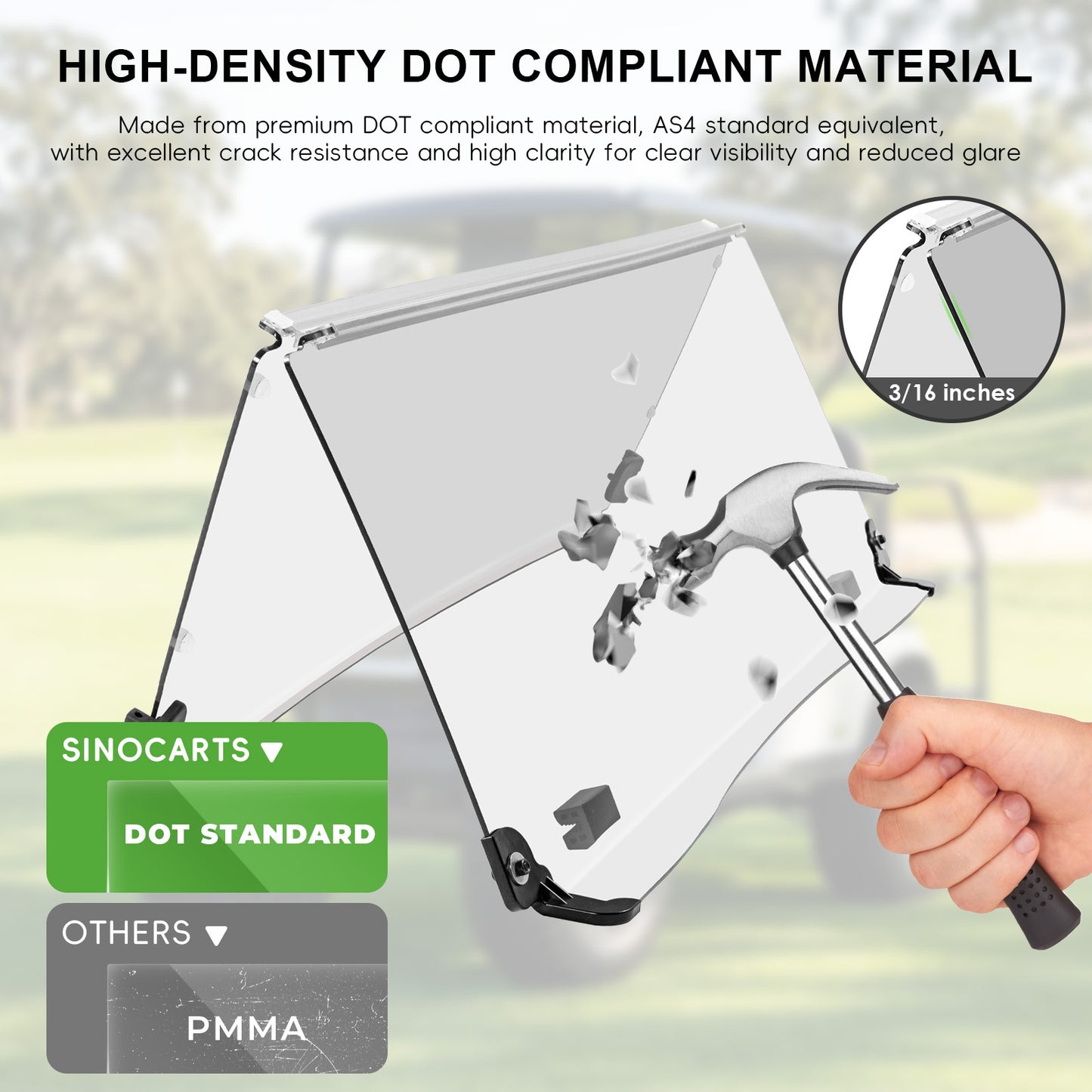 Club Car Tempo/Precedent Windshield (clear/PMMA)